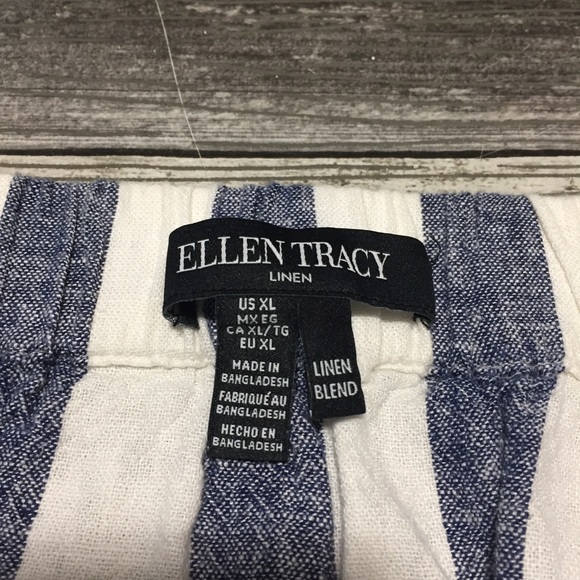 Ellen Tracy Striped Linen Rayon Skirt Women’s XL Blue White - Picture 7 of 8